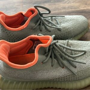 Yeezy Gray and Orange Athletic Shoes